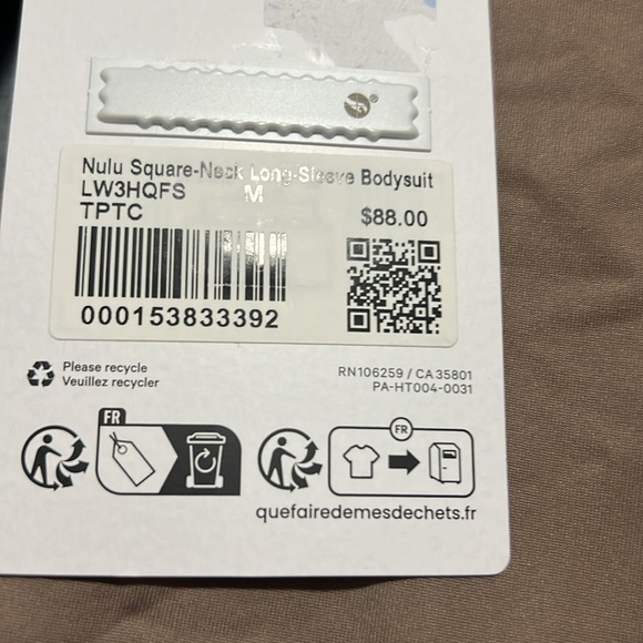 Square-Neck Long-Sleeve Bodysuit from Lululemon size M new with tag - Picture 9 of 9